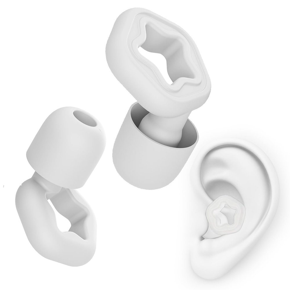 (3 Pairs) Besosay Silicone Ear Plugs for Sleeping Noise Cancelling, Washable & Reusable Noise Cancelling Reduction Earplugs for Swimming, Snoring, Working, Concerts, Study, 3 Sizes Ear Tip S/M/L