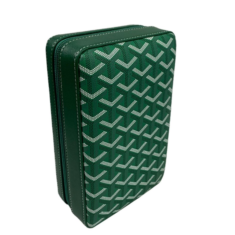 DULAI Cigar BoxCedar Wood Cigar HumidorCigar CasePortable Leather Cigar Bag green