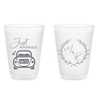 20pcs Personalized Frosted Cups, Wedding Frosted Cups Favor, Custom Wedding Plastic Cup, Personalized Wedding Plastic Cup,Drinking Cups for Wedding Anniversary Engagement Birthday
