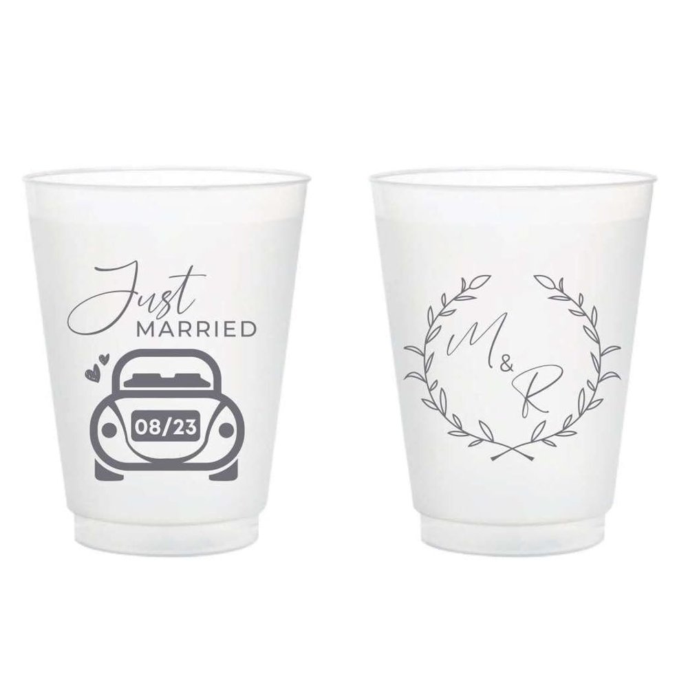 20pcs Personalized Frosted Cups, Wedding Frosted Cups Favor, Custom Wedding Plastic Cup, Personalized Wedding Plastic Cup,Drinking Cups for Wedding Anniversary Engagement Birthday