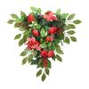 Artificial Flowers Teardrop Wreath Red Tea Bud Hydrangea Spring Teardrop Swag Upside Down Tree PVC Green Plant Door Hanging Floral Swag Wreath for Home(#1) view 1