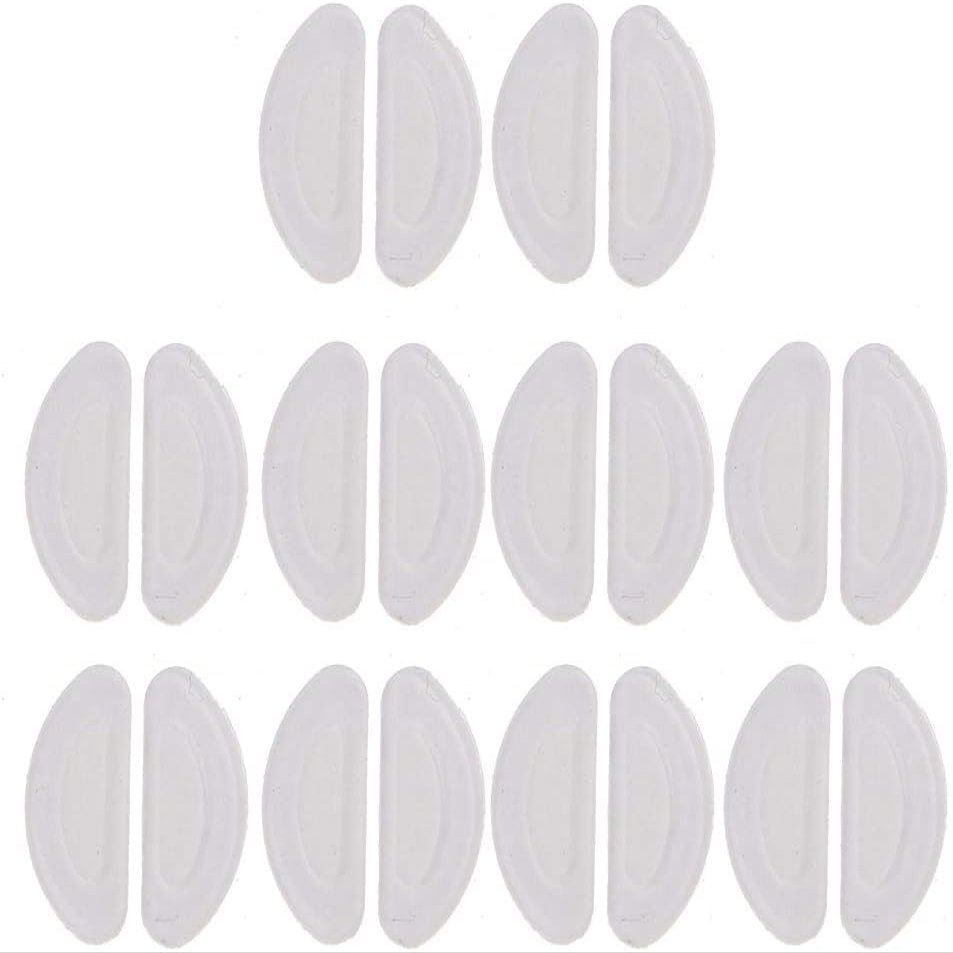 10 Pairs Clear Adhesive Eye Glasses Nose Pads D Stick On Anti-Slip Soft Silicone Adhesive Nose Pads Glasses Nose Pad Kit Glasses Nose Pads Silicone Slip Over Eyeglasses Care