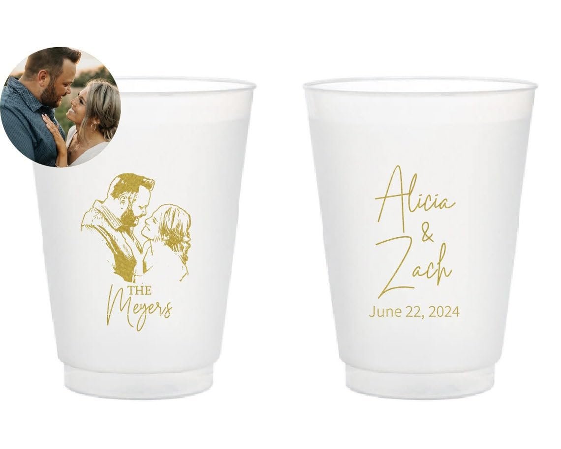 20pcs Custom Portrait Wedding Frosted Cups, Personalized Frosted Cups Wedding Favors, Customized Portrait Frosteds Cup,Drinking Cup for Weddings Anniversary Engagement Birthday