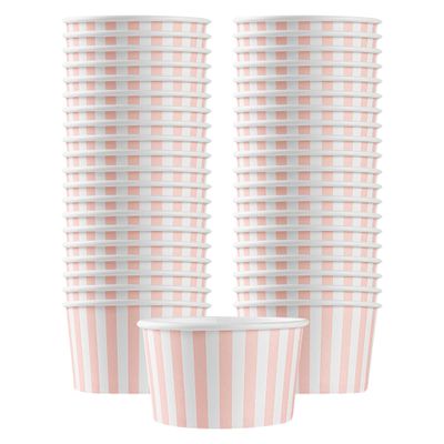 Coppetta 12-Ounce Dessert Cups, 200 Disposable Ice Cream Cups - Lids Sold Separately, Sturdy, Pink And White Paper FroYo Bowls, For Hot And Cold Foods, Perfect For Gelato Or Mousse - Restaurantware