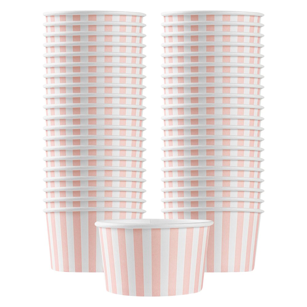 Coppetta 12-Ounce Dessert Cups, 200 Disposable Ice Cream Cups - Lids Sold Separately, Sturdy, Pink And White Paper FroYo Bowls, For Hot And Cold Foods, Perfect For Gelato Or Mousse - Restaurantware