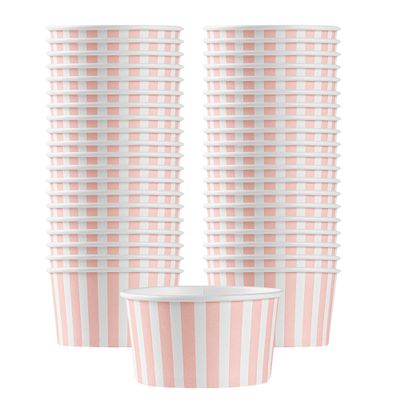 Coppetta 8-Ounce Dessert Cups, 200 Disposable Ice Cream Cups - Lids Sold Separately, Sturdy, Pink And White Paper FroYo Bowls, For Hot And Cold Foods, Perfect For Gelato Or Mousse - Restaurantware