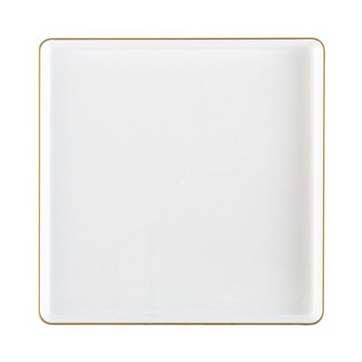 EcoQuality 10.75" inch Disposable Square Translucent White Plastic Plates with Gold Rim, China Like Party Plates, Heavy Duty Dinner Plate, Salads, Weddings, Baby Showers, Catering, Non Toxic (120)