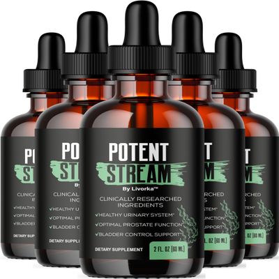 (5 Pack) Potent Stream - Official Potent Stream Drops Supplements for Men, PotentStream Drop Reviews, Potentstream Liquid Premium All Natural Maximum Strength Advanced Formula, 5 Bottles for 5 Months