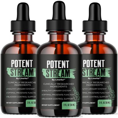 (3 Pack) Potent Stream - Official Potent Stream Drops Supplements for Men, PotentStream Drop Reviews, Potentstream Liquid Premium All Natural Maximum Strength Advanced Formula, 3 Bottles for 3 Months