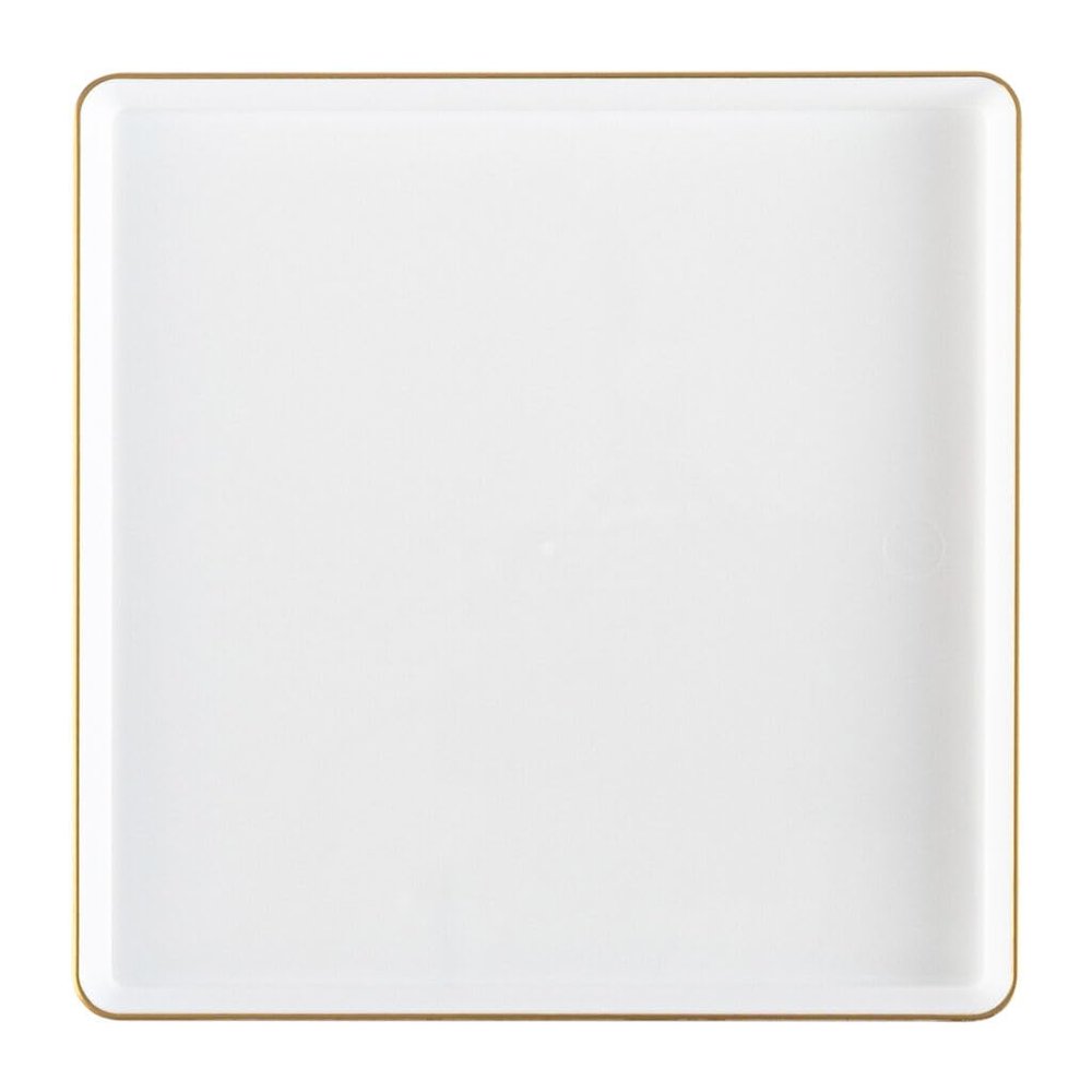 EcoQuality 13" inch Disposable Square Translucent White Plastic Plates with Gold Rim, China Like Party Plates, Heavy Duty Charger Plate, Dinner, Weddings, Baby Showers, Catering, Non Toxic (1)