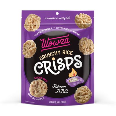 Wowza Korean BBQ - Healthy Snacks, Mini Rice Cakes, Sticky Rice Crunchy Snack, Low Calorie, Savory Rice Crisp - Ideal Healthy Snack for Adults & Kids, 3.5 oz Bag, 8 Pack