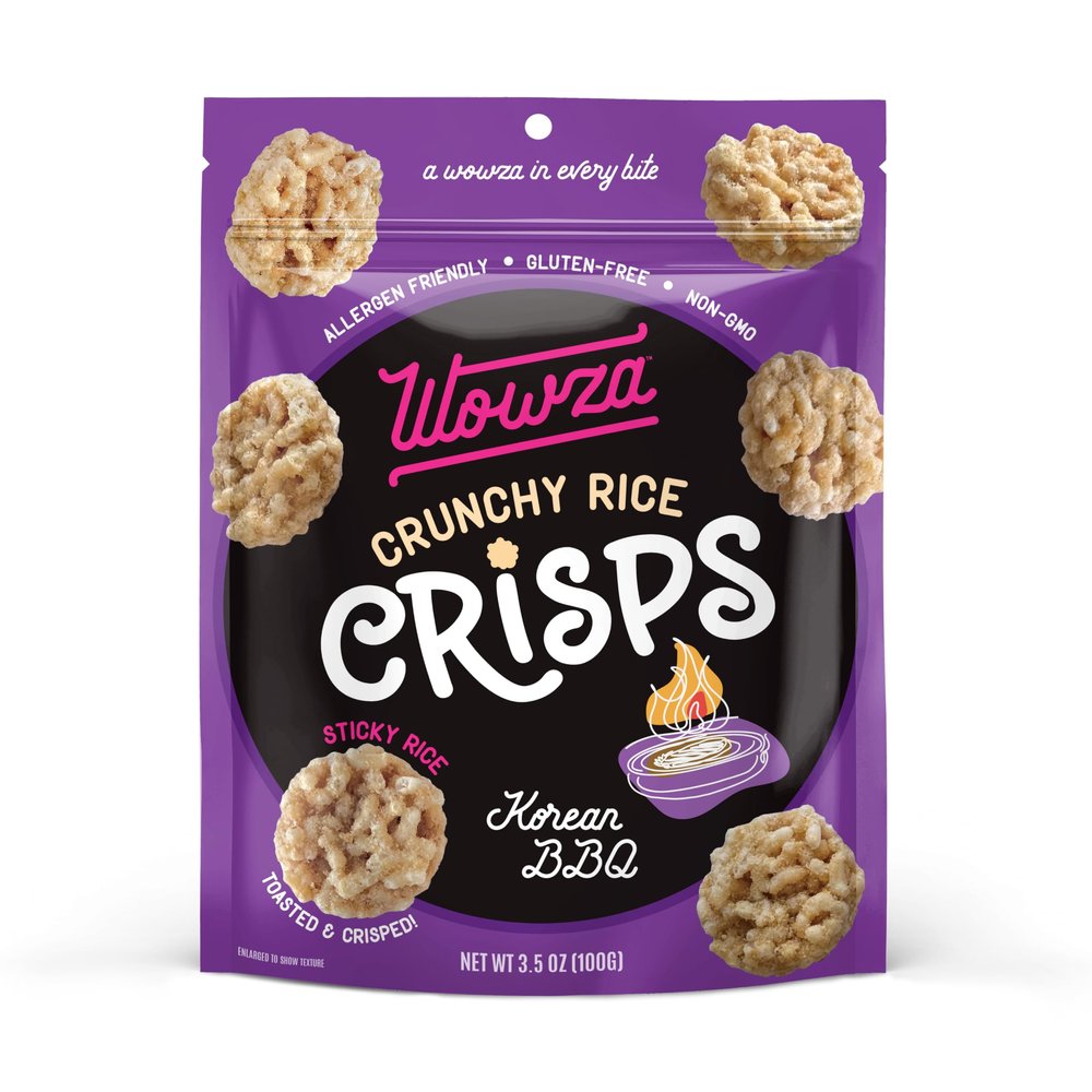 Wowza Korean BBQ - Healthy Snacks, Mini Rice Cakes, Sticky Rice Crunchy Snack, Low Calorie, Savory Rice Crisp - Ideal Healthy Snack for Adults & Kids, 3.5 oz Bag, 8 Pack