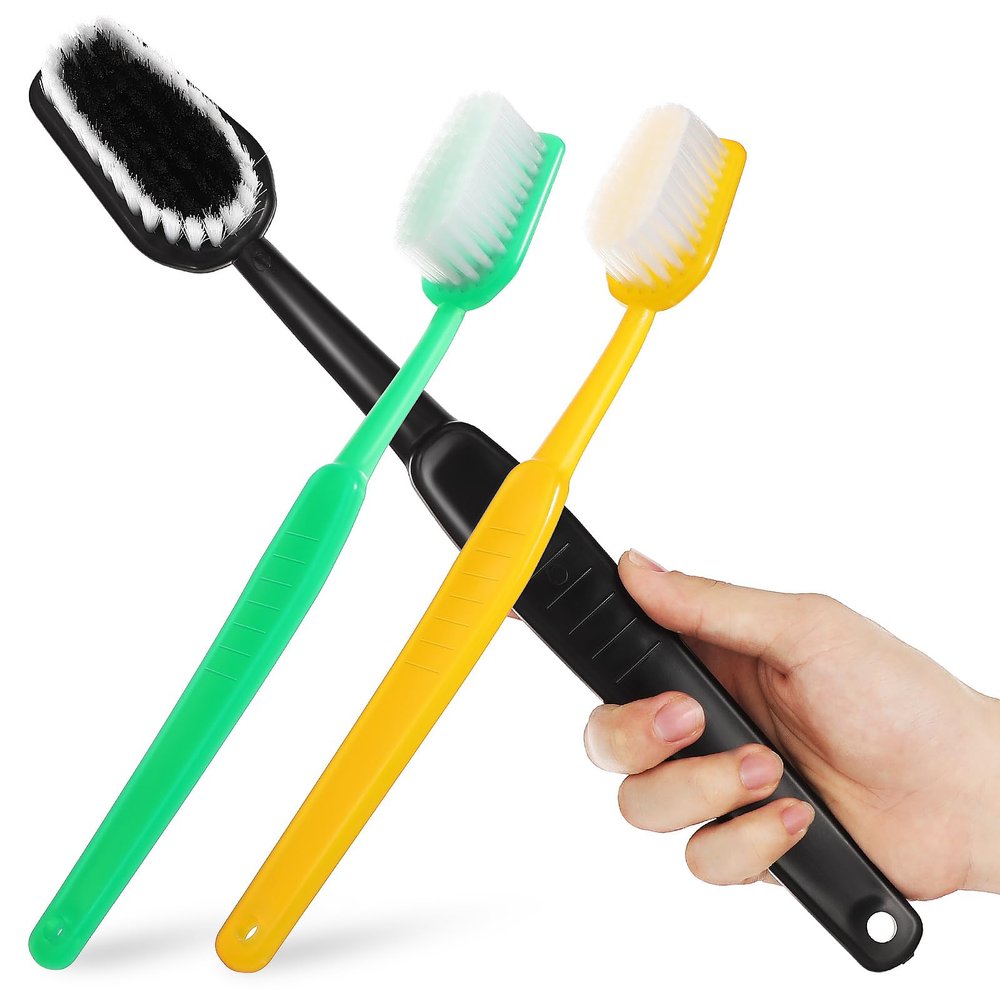 Amosfun 3pcs Giant Toothbrush Props Huge Toothbrush Novelty Toy Classroom Teaching Tool Pet Grooming Brush 15.5 Inch Long