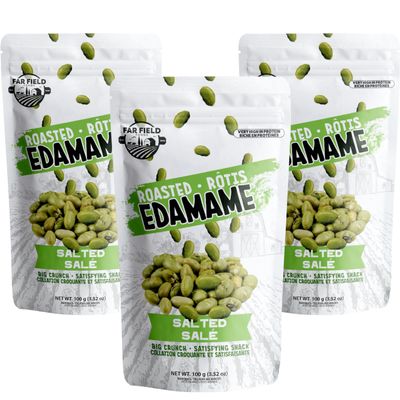 Far Field - Crunchy Roasted Edamame Beans, (Salted), High Protein Snack packed with 42 g of Plant Protein, Keto Friendly with Low Carb, Low Calorie Healthy Snacks For Adults and Kids, (3 Pack)