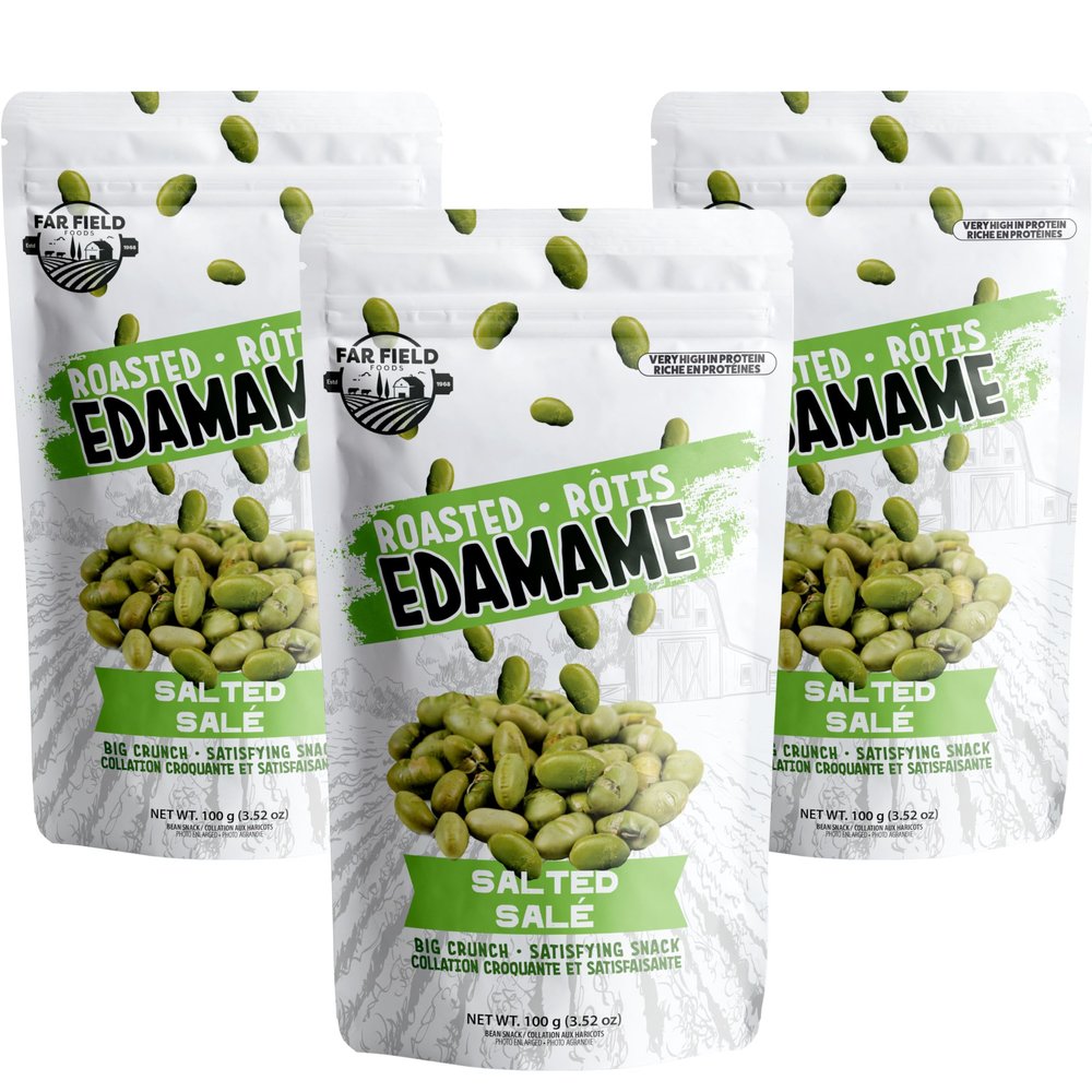 Far Field - Crunchy Roasted Edamame Beans, (Salted), High Protein Snack packed with 42 g of Plant Protein, Keto Friendly with Low Carb, Low Calorie Healthy Snacks For Adults and Kids, (3 Pack)