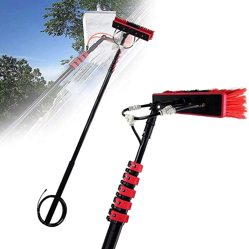 Water Fed Pole Kit 3.6-11M Water Fed Telescopic Brush,Outdoor Cleaner Window Glass Cleaning Photovoltaic and Solar Panels,Washing Set Equipment Extension Pole Cleaning for Trucks Windows (18