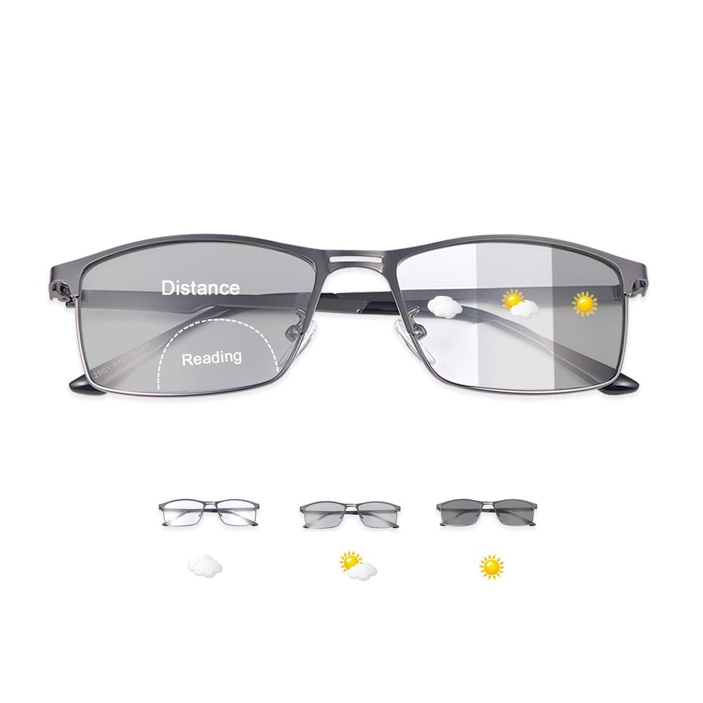 YIMI Photochromic Bifocal Reading Glasses UV Outdoor Sunglasses Computer Anti Blue Light Transition Eyeglasses for Men Women(Black, 3.50, multiplier_x)