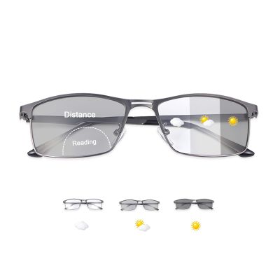 YIMI Photochromic Bifocal Reading Glasses UV Outdoor Sunglasses Computer Anti Blue Light Transition Eyeglasses for Men Women(Black, 1.00, multiplier_x)
