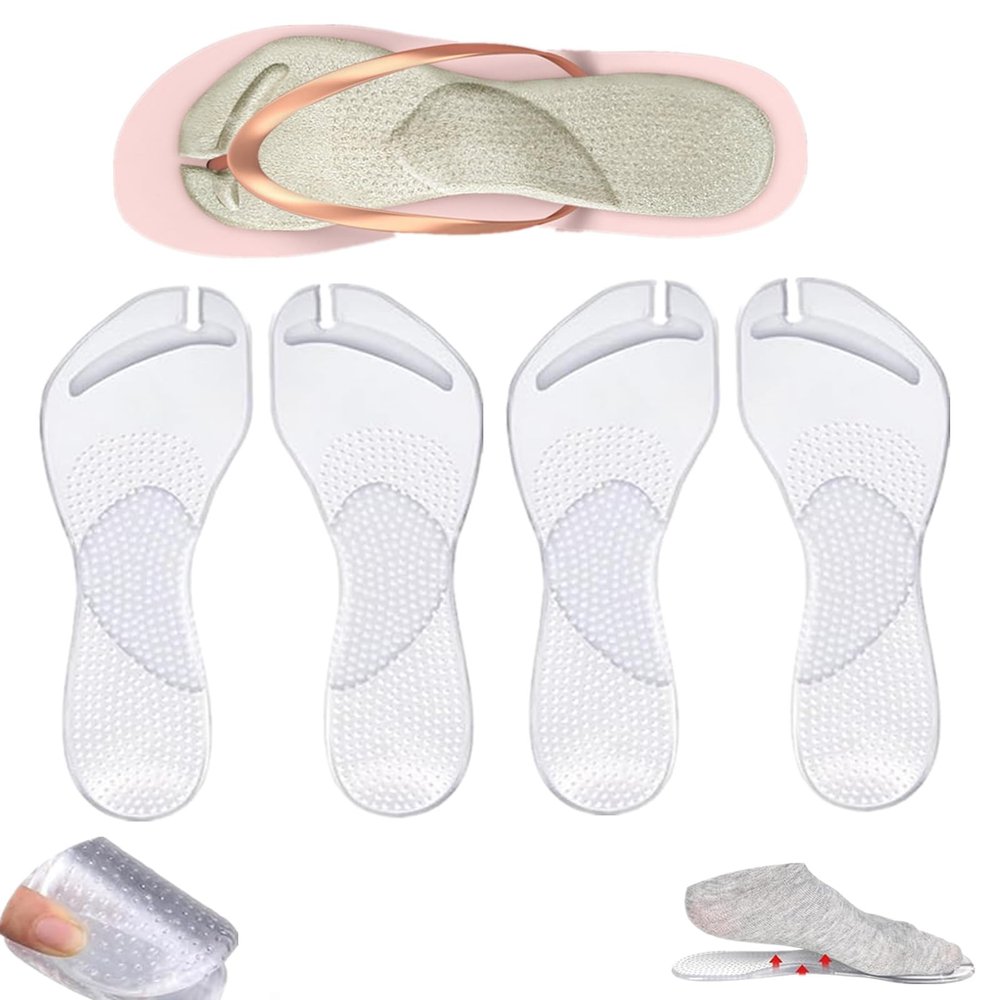 2 Pairs Gel Arch Support Cushion Insoles for Flip Flop Thong Sandals,Gel Adhesive Arch Support Flip Flop Thong Inserts Self Adhesive Gel Arch Support Cushion Insoles Pain Relief