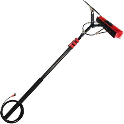 Window Cleaning Pole Telescopic Cleaning Brush Water Fed Cleaning System, 2-in-1 Aluminum Outdoor Window Cleaner, Cleaning Tool for Window Glass, Solar Panel (Size : 20FT/6M)