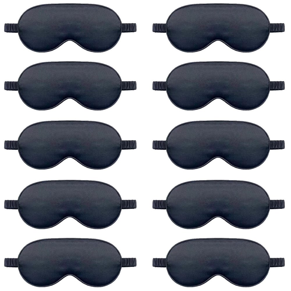 10 Pack Sleep Mask,Silk Eye Mask,for Night Sleeping,Office, Travel,Party Games,Suitablefor Men/Women (Black)