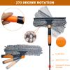 20 ft+ Reach Squeegee Window Cleaner Duster 2 in 1 Rotatable Window Cleaning Tool Kit with 3-14 ft Extension Pole, Window Washing Equipment for Indoor Outdoor Window Car Glass - 3 Pads view 3
