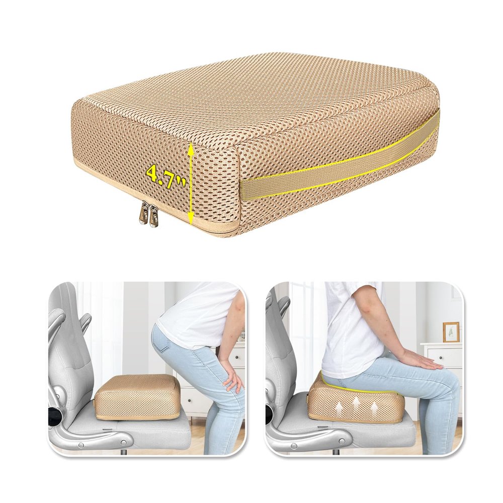 ECISZ Booster Seat Cushion Extra Thick Chair Foam Cushion for Elderly Adult Booster Seat Elevation Pillow Extra Firm Riser Supportive Lift Chair Cushion Lift Pads for Home, Couch, Patio, Office Seats