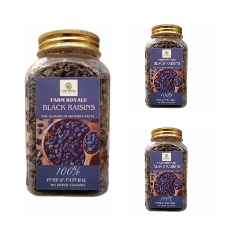 Farm Royale Black Raisins -1+1+1 Combo||(250gm +250gm+ 250gm)||100% Pure and Natural||Shudh||Handpicked Material||Export quality