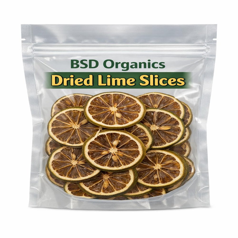 BSD Organics Dried Lime Slices for Drinks,Garnish, Zest, Flavouring - 50 Gram / 1.76 Ounce