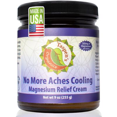 Taspens Organics Magnesium No More Aches Cooling Cream  Topical Magnesium Cream for Muscle Relief, Sore Muscles & Post-Workout Recovery with Arnica, Herbs & Essential Oils