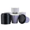 8 Ounce Disposable Coffee Cups With Lids, 400 Hot Cups With Lids - Sleeves Sold Separately, Single Wall, Purple And White Stripe Paper Coffee Cups, For All Kinds Of Beverages - Restaurantware view 2
