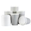 12 Ounce Disposable Coffee Cups With Lids, 20 Hot Cups With Lids - Sleeves Sold Separately, Single Wall, Gray And White Stripe Paper Coffee Cups, For All Kinds Of Beverages - Restaurantware view 2