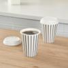 12 Ounce Disposable Coffee Cups With Lids, 20 Hot Cups With Lids - Sleeves Sold Separately, Single Wall, Gray And White Stripe Paper Coffee Cups, For All Kinds Of Beverages - Restaurantware view 3
