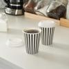 12 Ounce Disposable Coffee Cups With Lids, 400 Hot Cups With Lids - Sleeves Sold Separately, Single Wall, Black And White Stripe Paper Coffee Cups, For All Kinds Of Beverages - Restaurantware view 3