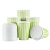 12 Ounce Disposable Coffee Cups With Lids, 20 Hot Cups With Lids - Sleeves Sold Separately, Single Wall, Green And White Stripe Paper Coffee Cups, For All Kinds Of Beverages - Restaurantware view 2