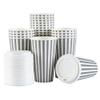 16 Ounce Disposable Coffee Cups With Lids, 20 Hot Cups With Lids - Sleeves Sold Separately, Single Wall, Gray And White Stripe Paper Coffee Cups, For All Kinds Of Beverages - Restaurantware view 2