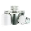 12 Ounce Disposable Coffee Cups With Lids, 400 Hot Cups With Lids - Sleeves Sold Separately, Single Wall, Forest Green And White Stripe Paper Coffee Cups, For Coffee And More - Restaurantware view 2