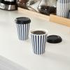 12 Ounce Disposable Coffee Cups With Lids, 400 Hot Cups With Lids - Sleeves Sold Separately, Single Wall, Blue And White Stripe Paper Coffee Cups, For All Kinds Of Beverages - Restaurantware view 3
