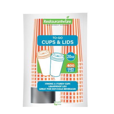 20 Ounce Disposable Coffee Cups With Lids, 400 Hot Cups With Lids - Sleeves Sold Separately, Single Wall, Orange And White Stripe Paper Coffee Cups, For All Kinds Of Beverages - Restaurantware