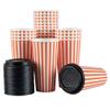 20 Ounce Disposable Coffee Cups With Lids, 400 Hot Cups With Lids - Sleeves Sold Separately, Single Wall, Orange And White Stripe Paper Coffee Cups, For All Kinds Of Beverages - Restaurantware view 2