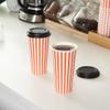 20 Ounce Disposable Coffee Cups With Lids, 400 Hot Cups With Lids - Sleeves Sold Separately, Single Wall, Orange And White Stripe Paper Coffee Cups, For All Kinds Of Beverages - Restaurantware view 3