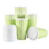 16 Ounce Disposable Coffee Cups With Lids, 20 Hot Cups With Lids - Sleeves Sold Separately, Single Wall, Green And White Stripe Paper Coffee Cups, For All Kinds Of Beverages - Restaurantware view 2