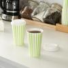 16 Ounce Disposable Coffee Cups With Lids, 20 Hot Cups With Lids - Sleeves Sold Separately, Single Wall, Green And White Stripe Paper Coffee Cups, For All Kinds Of Beverages - Restaurantware view 3