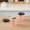 8 Ounce Disposable Coffee Cups With Lids, 400 Hot Cups With Lids - Sleeves Sold Separately, Single Wall, Orange And White Stripe Paper Coffee Cups, For All Kinds Of Beverages - Restaurantware view 3