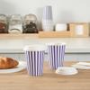 12 Ounce Disposable Coffee Cups With Lids, 20 Hot Cups With Lids - Sleeves Sold Separately, Single Wall, Purple And White Stripe Paper Coffee Cups, For All Kinds Of Beverages - Restaurantware view 4