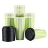 20 Ounce Disposable Coffee Cups With Lids, 20 Hot Cups With Lids - Sleeves Sold Separately, Single Wall, Green And White Stripe Paper Coffee Cups, For All Kinds Of Beverages - Restaurantware view 2