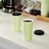 20 Ounce Disposable Coffee Cups With Lids, 20 Hot Cups With Lids - Sleeves Sold Separately, Single Wall, Green And White Stripe Paper Coffee Cups, For All Kinds Of Beverages - Restaurantware view 3
