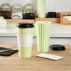 20 Ounce Disposable Coffee Cups With Lids, 20 Hot Cups With Lids - Sleeves Sold Separately, Single Wall, Green And White Stripe Paper Coffee Cups, For All Kinds Of Beverages - Restaurantware view 4