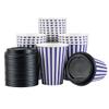 12 Ounce Disposable Coffee Cups With Lids, 20 Hot Cups With Lids - Sleeves Sold Separately, Single Wall, Purple And White Stripe Paper Coffee Cups, For All Kinds Of Beverages - Restaurantware view 2