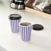 12 Ounce Disposable Coffee Cups With Lids, 20 Hot Cups With Lids - Sleeves Sold Separately, Single Wall, Purple And White Stripe Paper Coffee Cups, For All Kinds Of Beverages - Restaurantware view 3